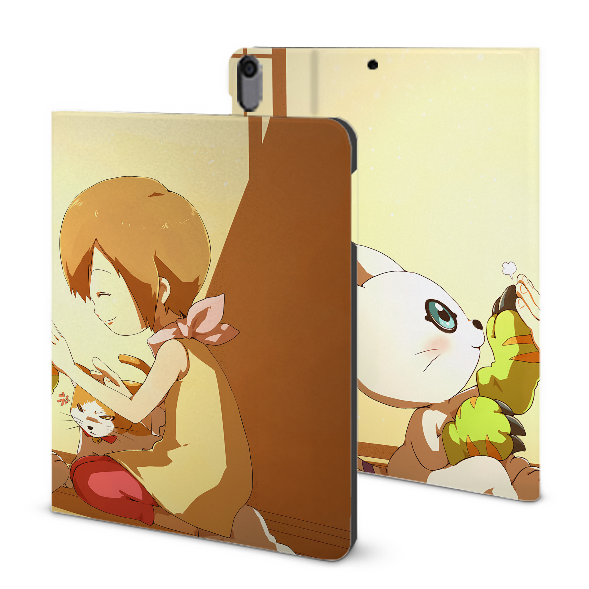 （画像用） Digimon デジタルモンスター/デジモン IPad ケース ブック型 PUレザー TPU 耐衝撃 軽量 薄型 ペン収納なし 全面保護 IPad 各モデル対応